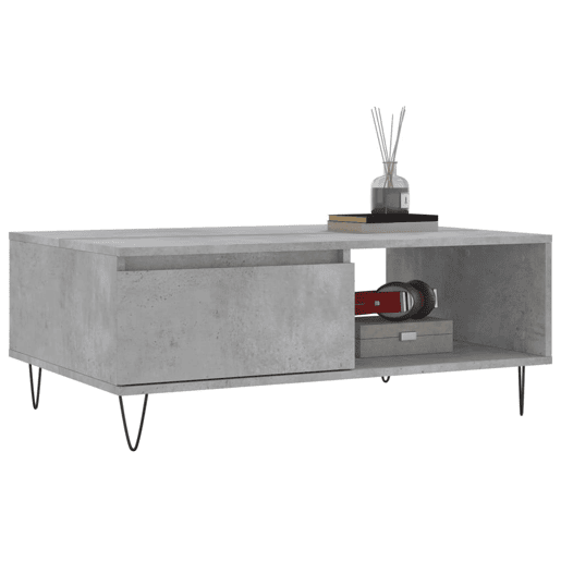 Mesa de Centro, Mesa baixa, 90x60x35 cm derivados madeira cinzento cimento