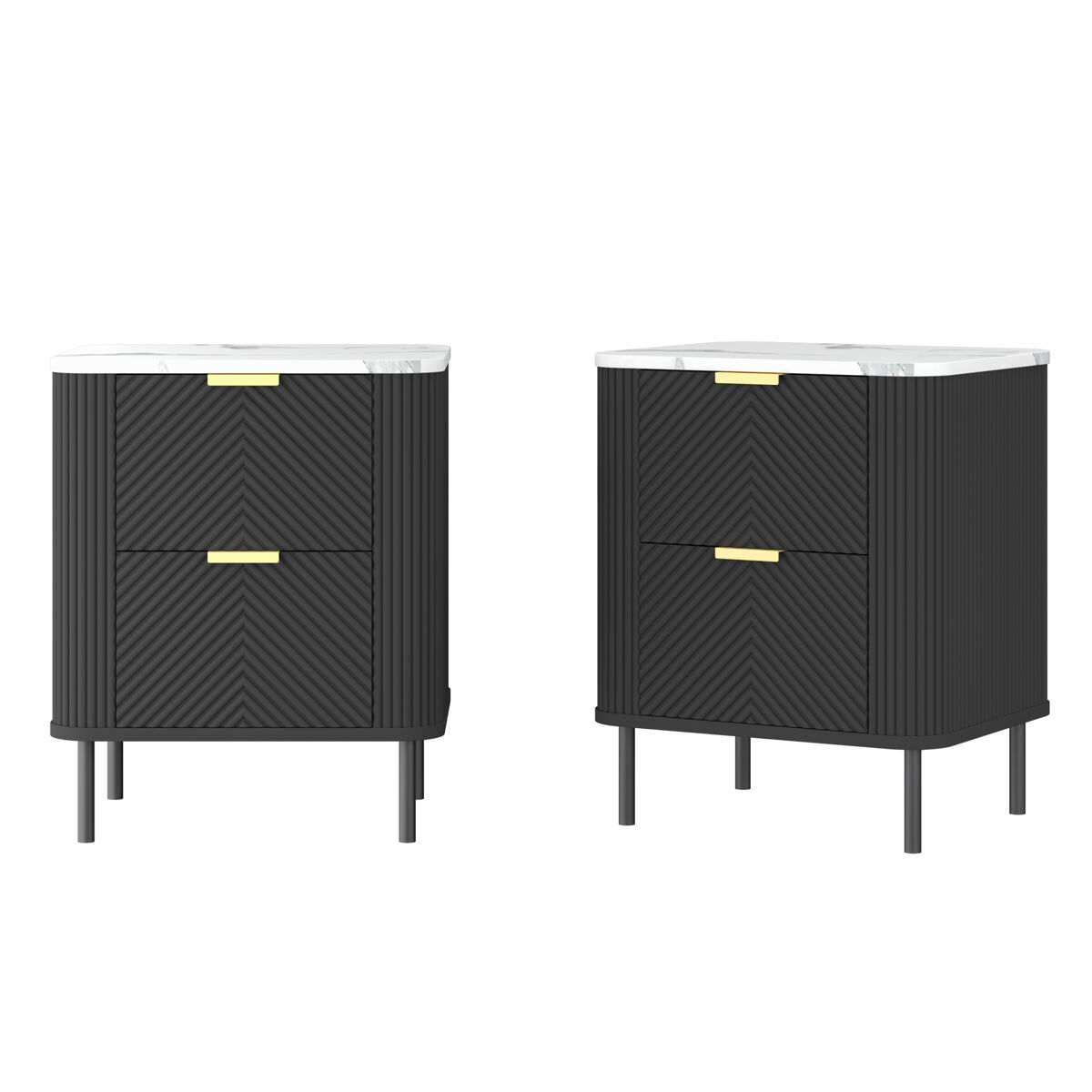 Conjunto de 2 mesas de noche olvehok con 2 cajones 55x52x38cm - negro [en.casa]