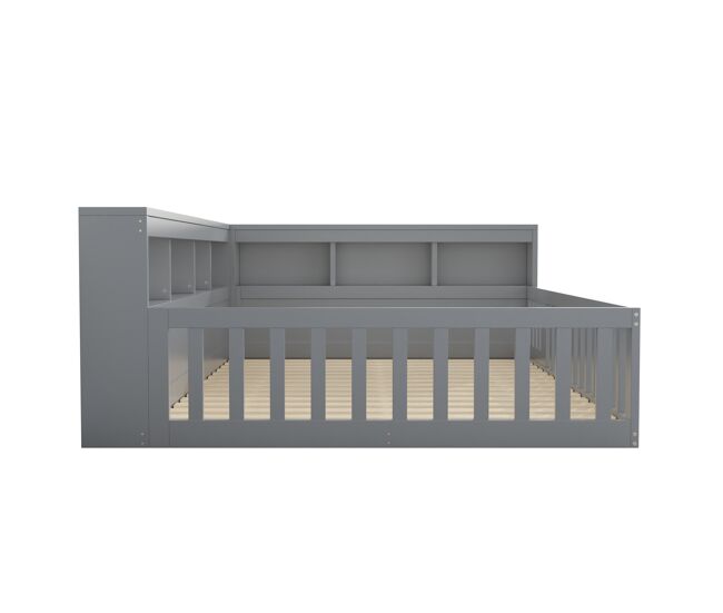 Cama daybett 140x190cm - sofá cama, con almacenaje, con somier (sin colchón), con enchufe y usb, gris
