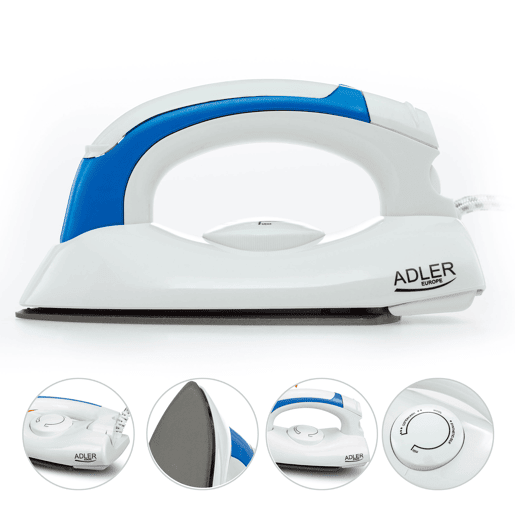Adler AD5015 Ferro a Vapor de Viagem Base Inox, 700, Branco azul Adler AD5015 Ferro a Vapor de Viagem Base Inox, 700, Branco azul