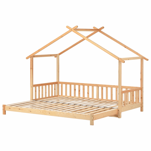 Cama com gavetão - cama de cabine para crianças 90(180)x200cm em madeira maciça - Natural
