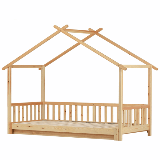 Cama com gavetão - cama de cabine para crianças 90(180)x200cm em madeira maciça - Natural