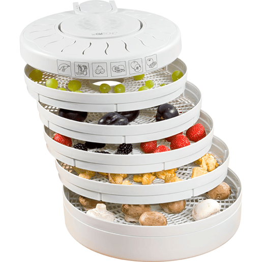 Clatronic DR 2751 Desidratador de Alimentos, 5 Tabuleiros, BPA Free, Seca Frutas, Legumes, 250, Branco