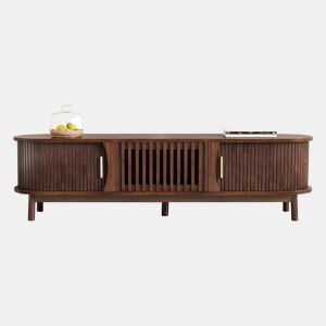 Móvel para TV 165x39,5x46 cm - Lowboard-TV-Schrank com porta deslizante e porta basculante - Castanho
