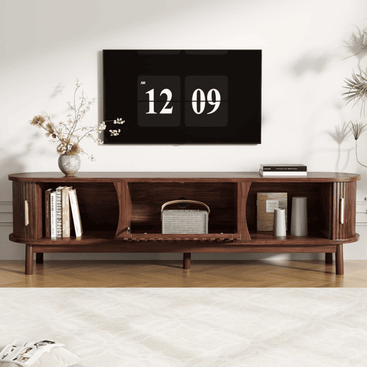 Móvel para TV 165x39,5x46 cm - Lowboard-TV-Schrank com porta deslizante e porta basculante - Castanho Móvel para TV 165x39,5x46 cm - Lowboard-TV-Schrank com porta deslizante e porta basculante - Castanho