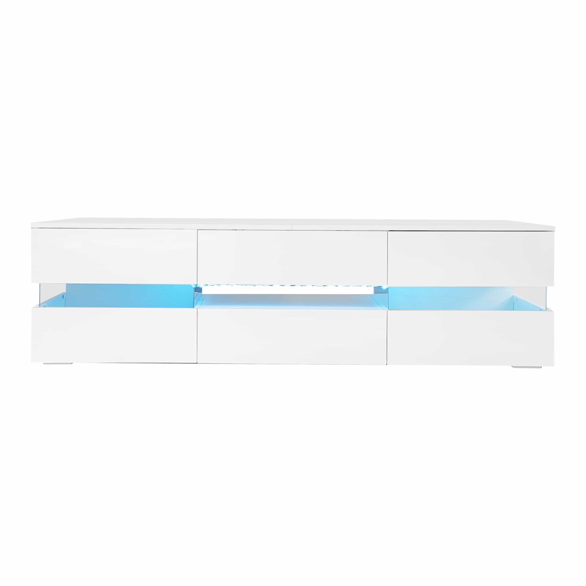 mueble de tv moderno 160x39x45 cm - con iluminacion led 2 puertas 1 cajon estante abierto adecuado para tv de 70 pulgadas - blanco