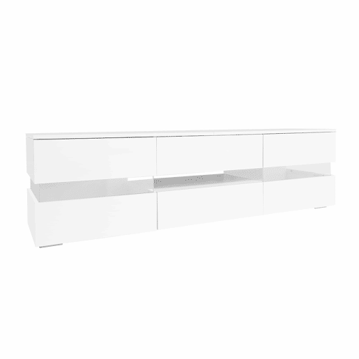 Móvel de TV moderno 160x39x45 cm - Com iluminação LED, 2 portas, 1 gaveta, prateleira aberta, adequado para TV de 70 polegadas - Branco Móvel de TV moderno 160x39x45 cm - Com iluminação LED, 2 portas, 1 gaveta, prateleira aberta, adequado para TV de 70 polegadas - Branco