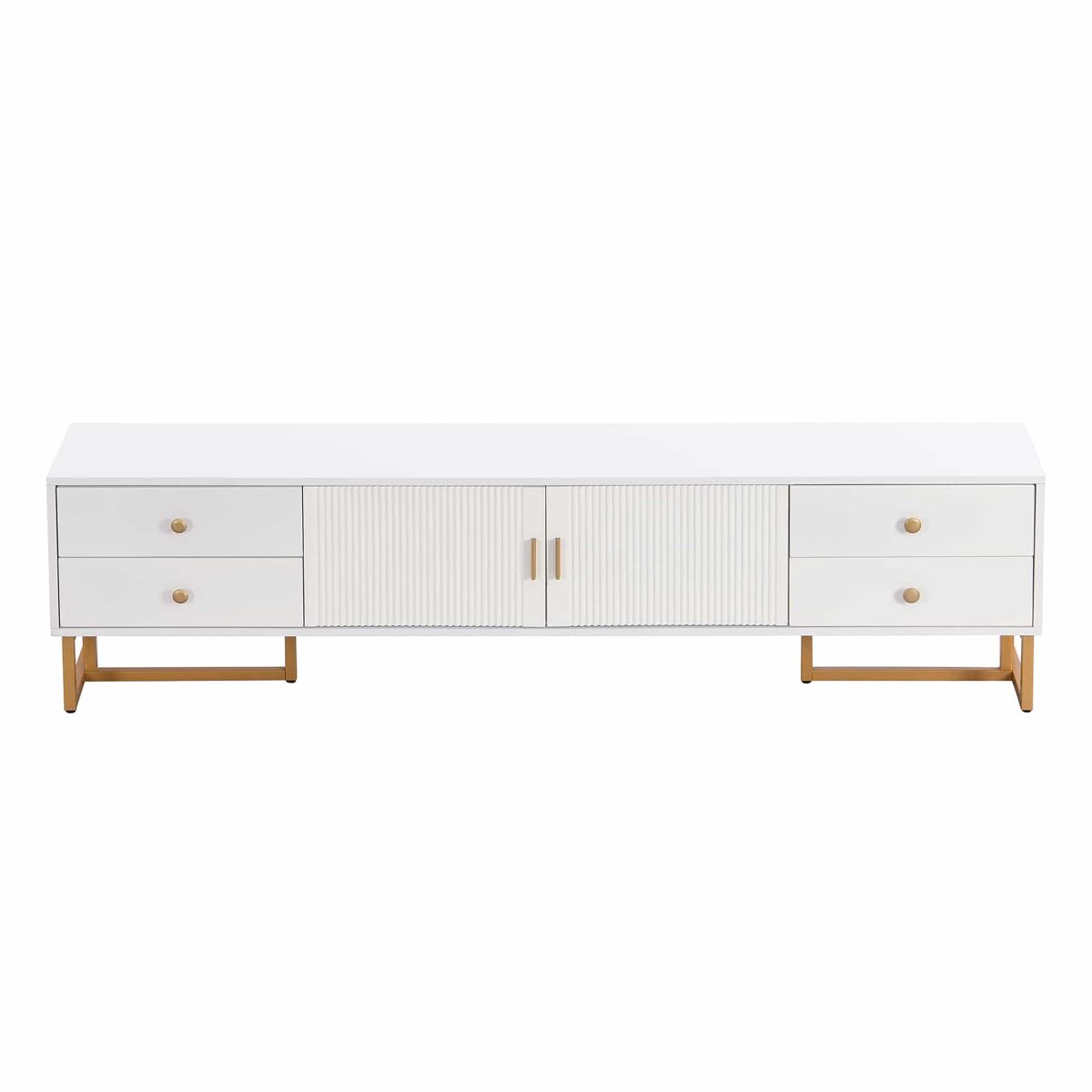 Mueble tv 175 cm - 2 puertas texturizadas y 4 cajones - en mdf - blanco