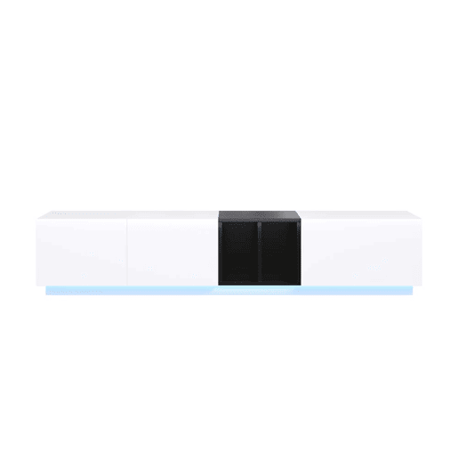 Móvel de TV moderno - Design simples com gavetas e compartimentos abertos - Branco Móvel de TV moderno - Design simples com gavetas e compartimentos abertos - Branco