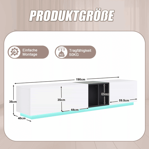 Móvel de TV moderno - Design simples com gavetas e compartimentos abertos - Branco Móvel de TV moderno - Design simples com gavetas e compartimentos abertos - Branco
