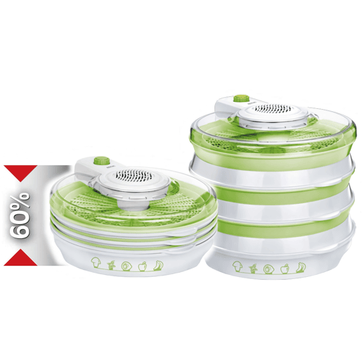 MPM MSG-06 Desidratador de Alimentos, 6 Tabuleiros, BPA Free, 2 Níveis de Potencia, 400, Branco Verde