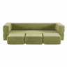 Sofá modular de 3 lugares - com 3 apoios para os pés, espuma de alta elasticidade, chenille, ideal para estúdios e escritórios - verde