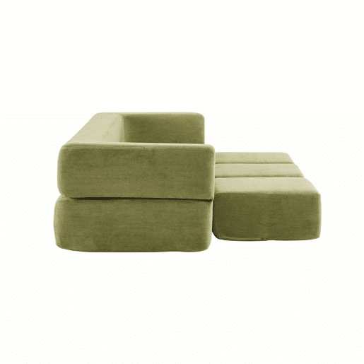 Sofá modular de 3 lugares - com 3 apoios para os pés, espuma de alta elasticidade, chenille, ideal para estúdios e escritórios - verde Sofá modular de 3 lugares - com 3 apoios para os pés, espuma de alta elasticidade, chenille, ideal para estúdios e escritórios - verde