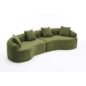 Sofá modular curvo em chenille de 4 lugares - moderno, confortável, economiza espaço, não requer montagem - verde