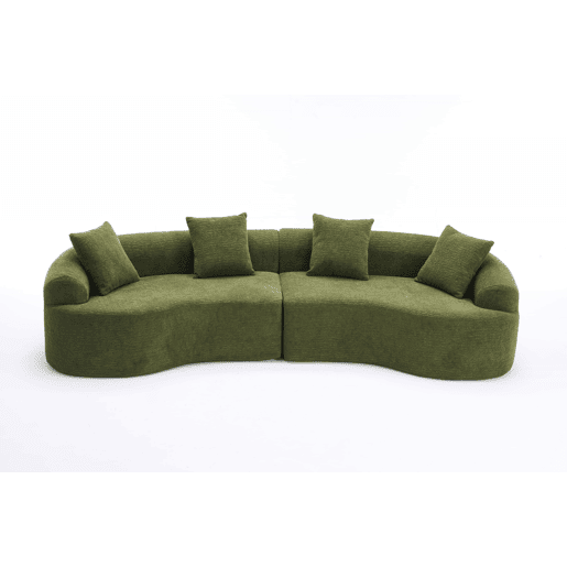 Sofá modular curvo em chenille de 4 lugares - moderno, confortável, economiza espaço, não requer montagem - verde Sofá modular curvo em chenille de 4 lugares - moderno, confortável, economiza espaço, não requer montagem - verde