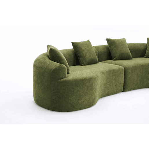 Sofá modular curvo em chenille de 4 lugares - moderno, confortável, economiza espaço, não requer montagem - verde Sofá modular curvo em chenille de 4 lugares - moderno, confortável, economiza espaço, não requer montagem - verde