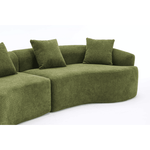 Sofá modular curvo em chenille de 4 lugares - moderno, confortável, economiza espaço, não requer montagem - verde Sofá modular curvo em chenille de 4 lugares - moderno, confortável, economiza espaço, não requer montagem - verde