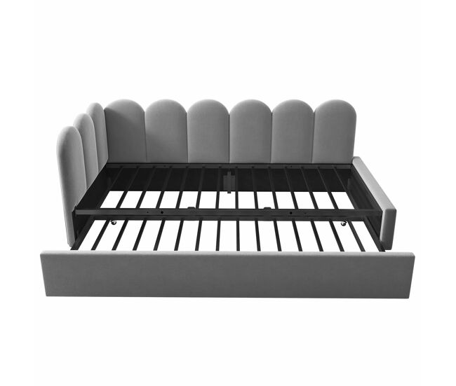 Cama diván 90x200 cm - sofá cama con cama extensible 90x190 cm y somier - gris