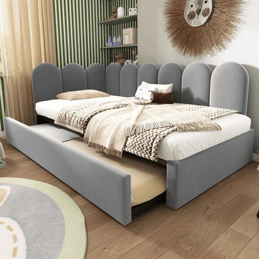 Cama divã 90x200 cm - Sofá-cama com cama extensível 90x190 cm e estrado - Cinza