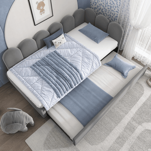 Cama divã 90x200 cm - Sofá-cama com cama extensível 90x190 cm e estrado - Cinza