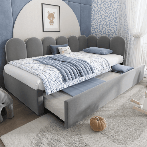 Cama divã 90x200 cm - Sofá-cama com cama extensível 90x190 cm e estrado - Cinza