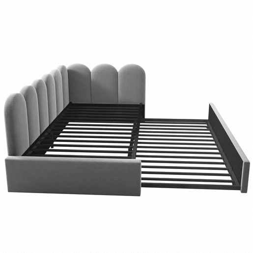Cama divã 90x200 cm - Sofá-cama com cama extensível 90x190 cm e estrado - Cinza
