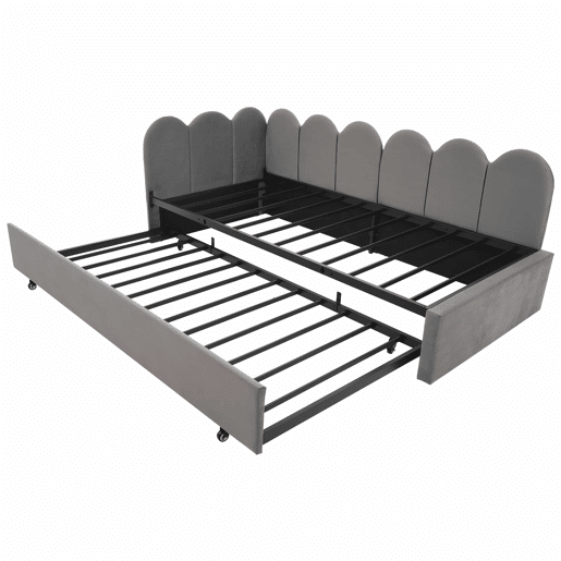 Cama divã 90x200 cm - Sofá-cama com cama extensível 90x190 cm e estrado - Cinza
