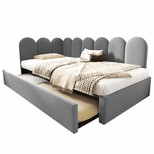 Cama divã 90x200 cm - Sofá-cama com cama extensível 90x190 cm e estrado - Cinza