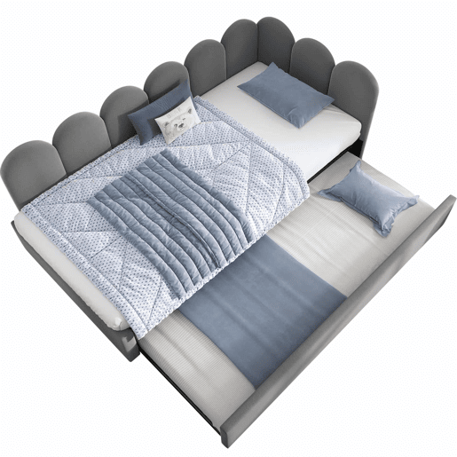 Cama divã 90x200 cm - Sofá-cama com cama extensível 90x190 cm e estrado - Cinza