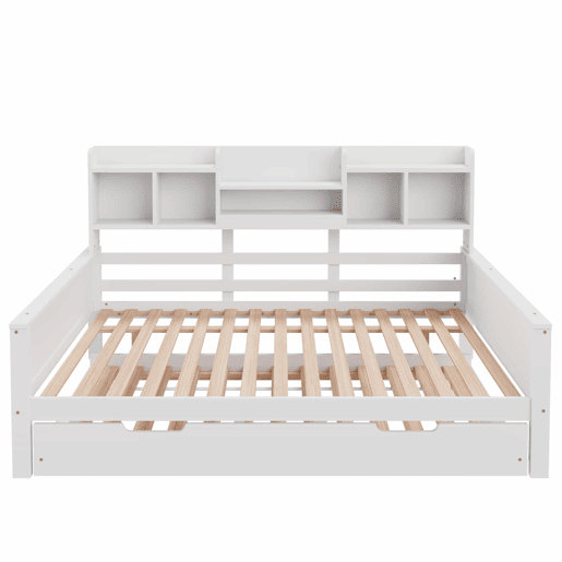 Sofá-cama 140200 cm - Com cama extraível 90190 cm, com arrumação e estrado, madeira de pinho, multifuncional - Branco