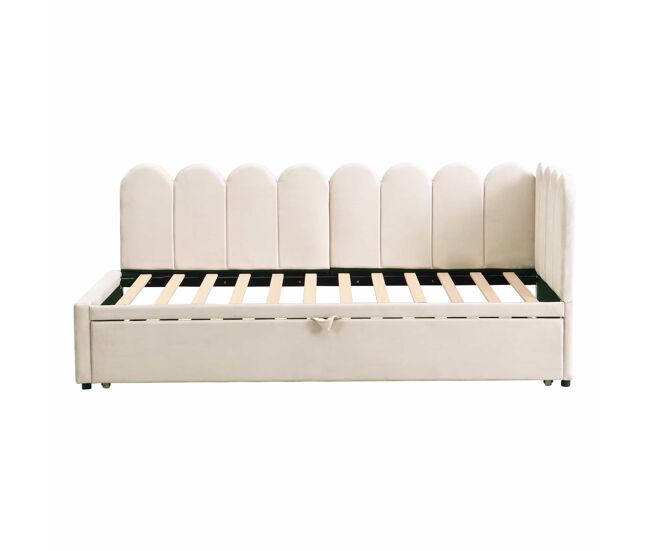 Sofá cama 90/180x200 cm - multifuncional en l, diseño compacto, ideal para niños o invitados - beige
