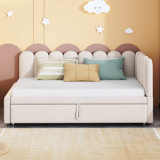 Sofá-cama 90180x200 cm - Multifuncional em L, design compacto, ideal para crianças ou convidados - Bege