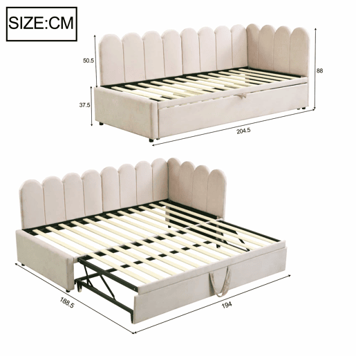 Sofá-cama 90180x200 cm - Multifuncional em L, design compacto, ideal para crianças ou convidados - Bege