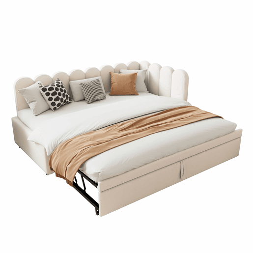 Sofá-cama 90180x200 cm - Multifuncional em L, design compacto, ideal para crianças ou convidados - Bege