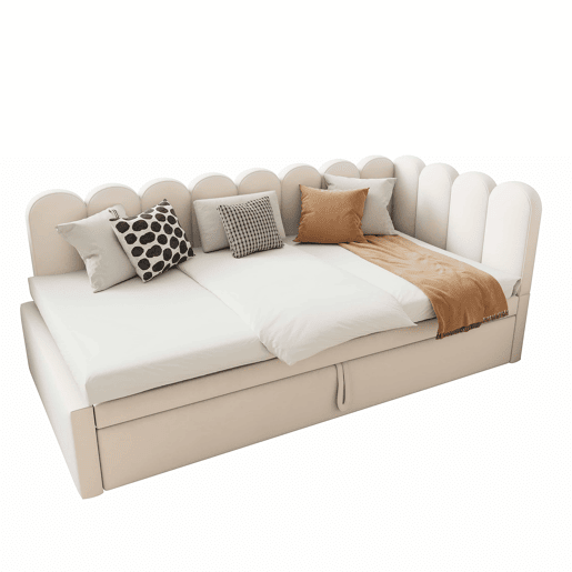 Sofá-cama 90180x200 cm - Multifuncional em L, design compacto, ideal para crianças ou convidados - Bege