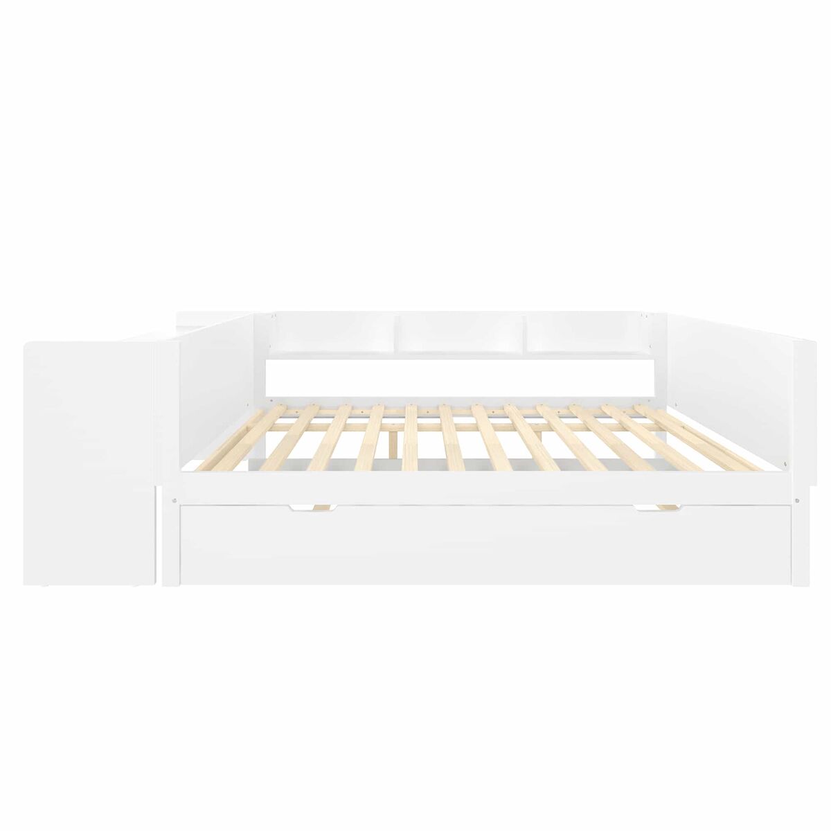 Cama de madera 140x200cm - con escritorio, cama adicional, estantes - blanca
