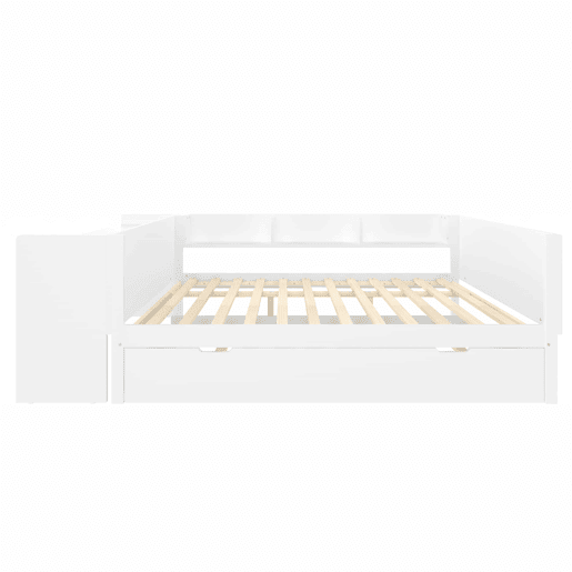 Cama de madeira 140x200cm - com secretária, cama adicional, prateleiras - branca