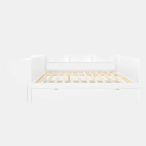 Cama de madeira 140x200cm - com secretária, cama adicional, prateleiras - branca