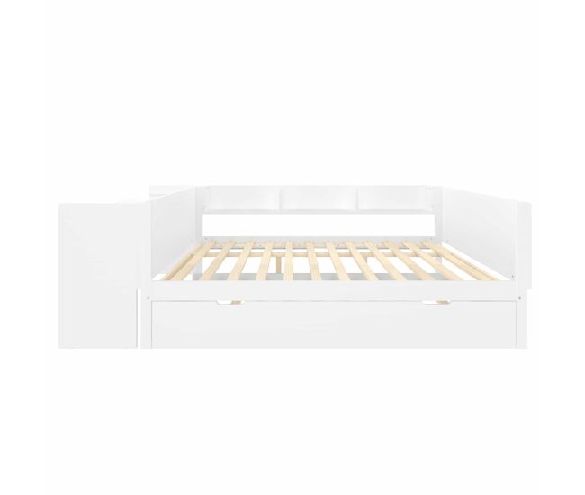 Cama de madera 140x200cm - con escritorio, cama adicional, estantes - blanca