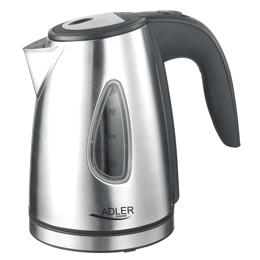 Adler AD1203 Jarro Eléctrica, 1,7 L, Chaleira Eléctrica, Aço Inoxidável sem BPA, Interior Iluminado, Sem Fios, Resistência Escondida, 1600, Prata