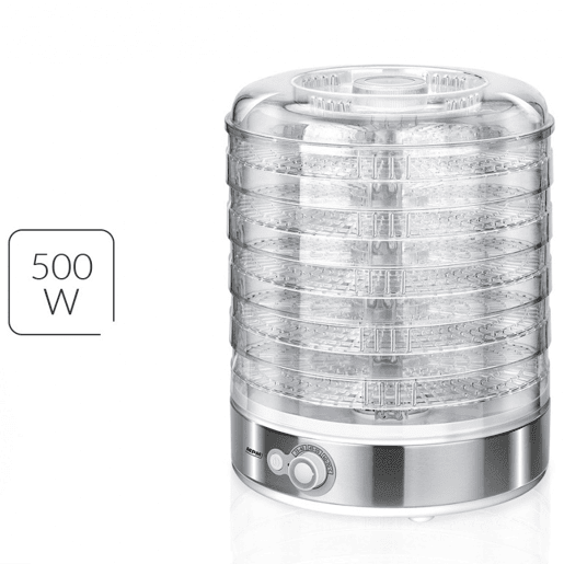 MPM MSG-11 Desidratador de Alimentos, 5 Tabuleiros, BPA Free, Selector de temperatura 35°C-70°C, 500, Cinza branco