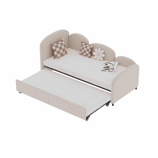 Sofá-cama tamanho twin - com gavetas de arrumação, estofado em veludo - rosa