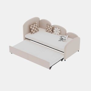 Sofá-cama tamanho twin - com gavetas de arrumação, estofado em veludo - rosa