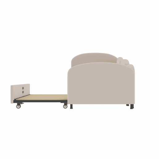 Sofá-cama tamanho twin - com gavetas de arrumação, estofado em veludo - rosa