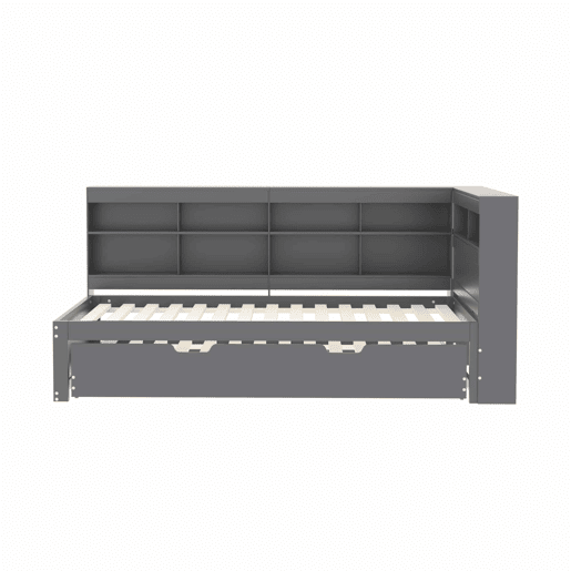 Sofá-cama 90x200 - Cama extraível 90x190 com porta USB e vários compartimentos - Cinza Sofá-cama 90x200 - Cama extraível 90x190 com porta USB e vários compartimentos - Cinza