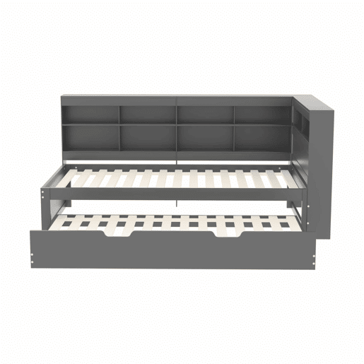 Sofá-cama 90x200 - Cama extraível 90x190 com porta USB e vários compartimentos - Cinza Sofá-cama 90x200 - Cama extraível 90x190 com porta USB e vários compartimentos - Cinza