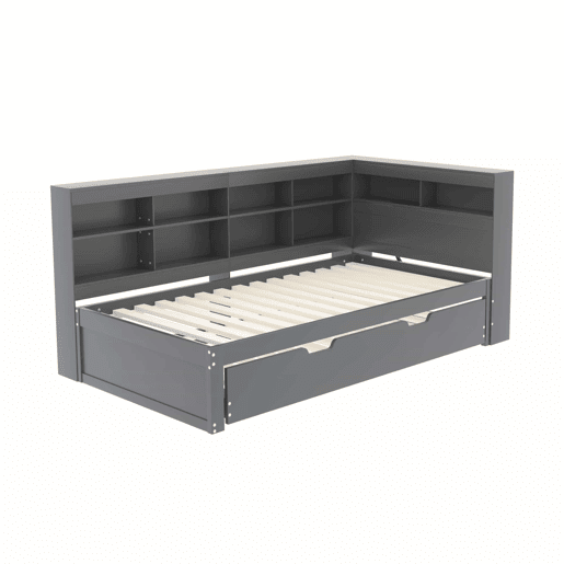 Sofá-cama 90x200 - Cama extraível 90x190 com porta USB e vários compartimentos - Cinza Sofá-cama 90x200 - Cama extraível 90x190 com porta USB e vários compartimentos - Cinza