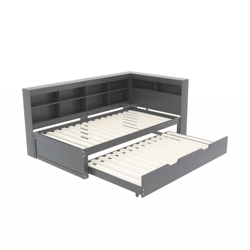 Sofá-cama 90x200 - Cama extraível 90x190 com porta USB e vários compartimentos - Cinza Sofá-cama 90x200 - Cama extraível 90x190 com porta USB e vários compartimentos - Cinza