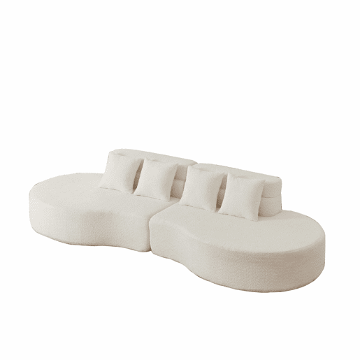 Sofá modular de 4 lugares - 2 peças, espuma viscoelástica, capa em tecido teddy removível e lavável, design moderno e minimalista - bege