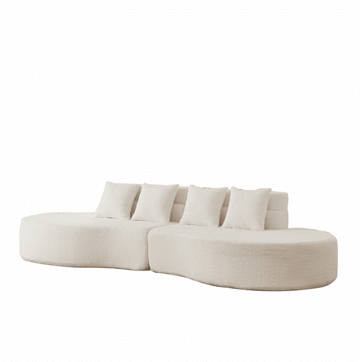 Sofá modular de 4 lugares - 2 peças, espuma viscoelástica, capa em tecido teddy removível e lavável, design moderno e minimalista - bege